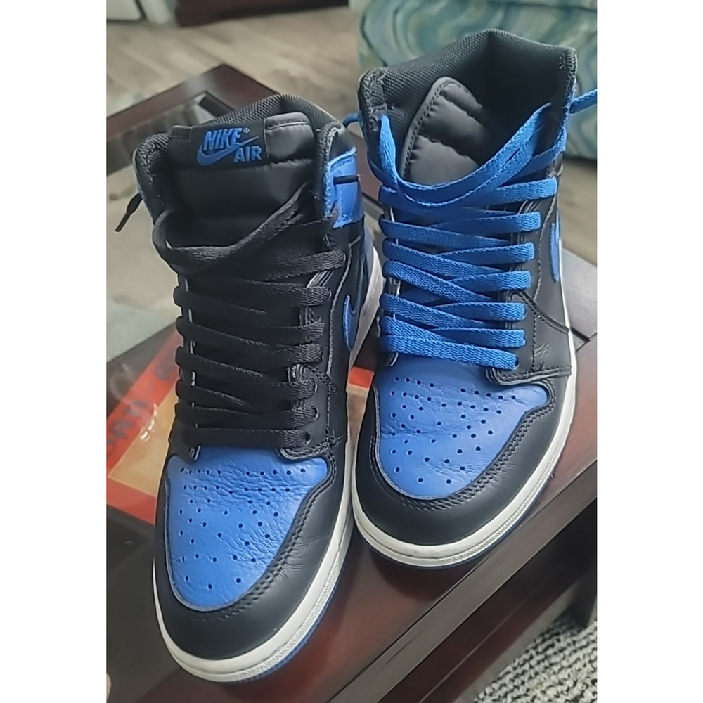 Nike Retro Jordan 1 Mid Black Royal Blue Size 9 Mens 555088-007 2017